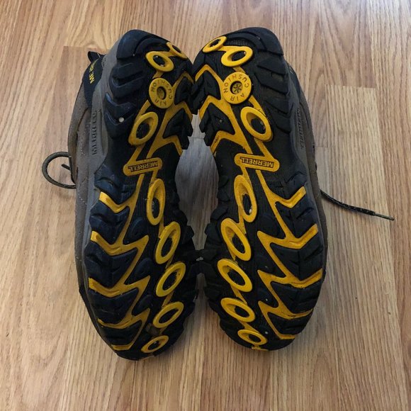 Merrell Mens Bungee Cord Old Gold Low Waterproof Trail Hiking Shoes Sz 8 - Picture 3 of 6